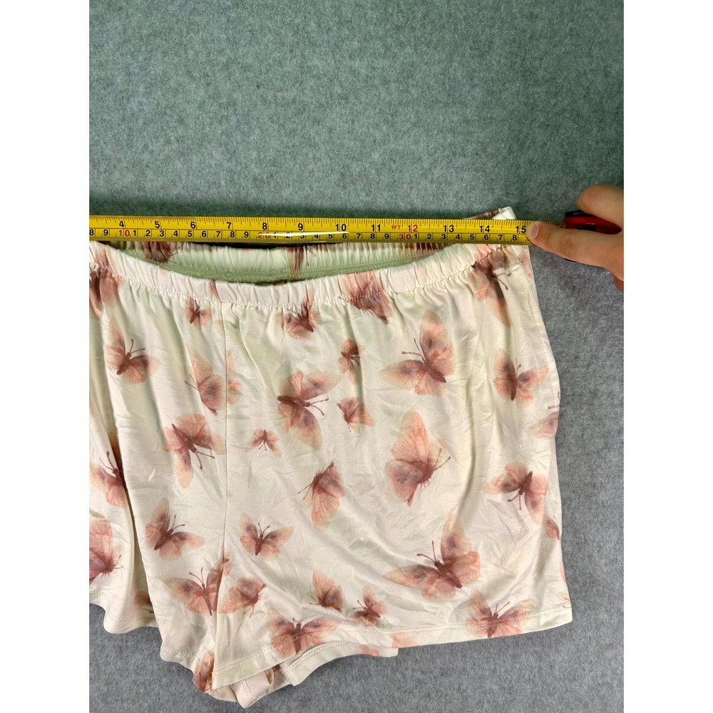 Ambrielle Pajama Set Womens Medium Pink Beige Butterfly Print Stretch Sleepwear - Picture 11 of 16